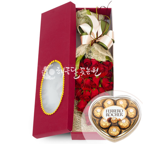장미사각꽃상자 2호(초콜렛세트)